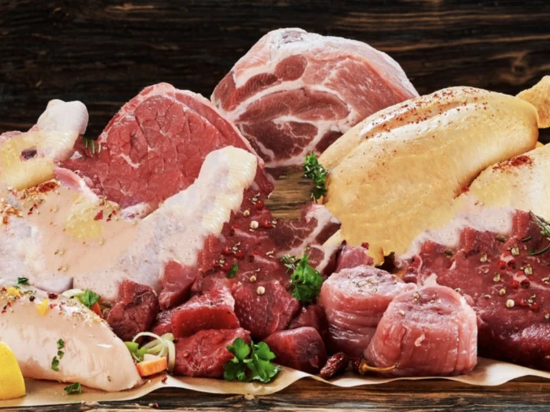 A selection of uncooked meat cuts
